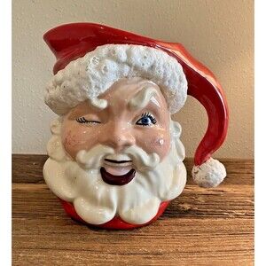 Vintage Winking Santa Claus Christmas Decoration Pitcher MCM Used